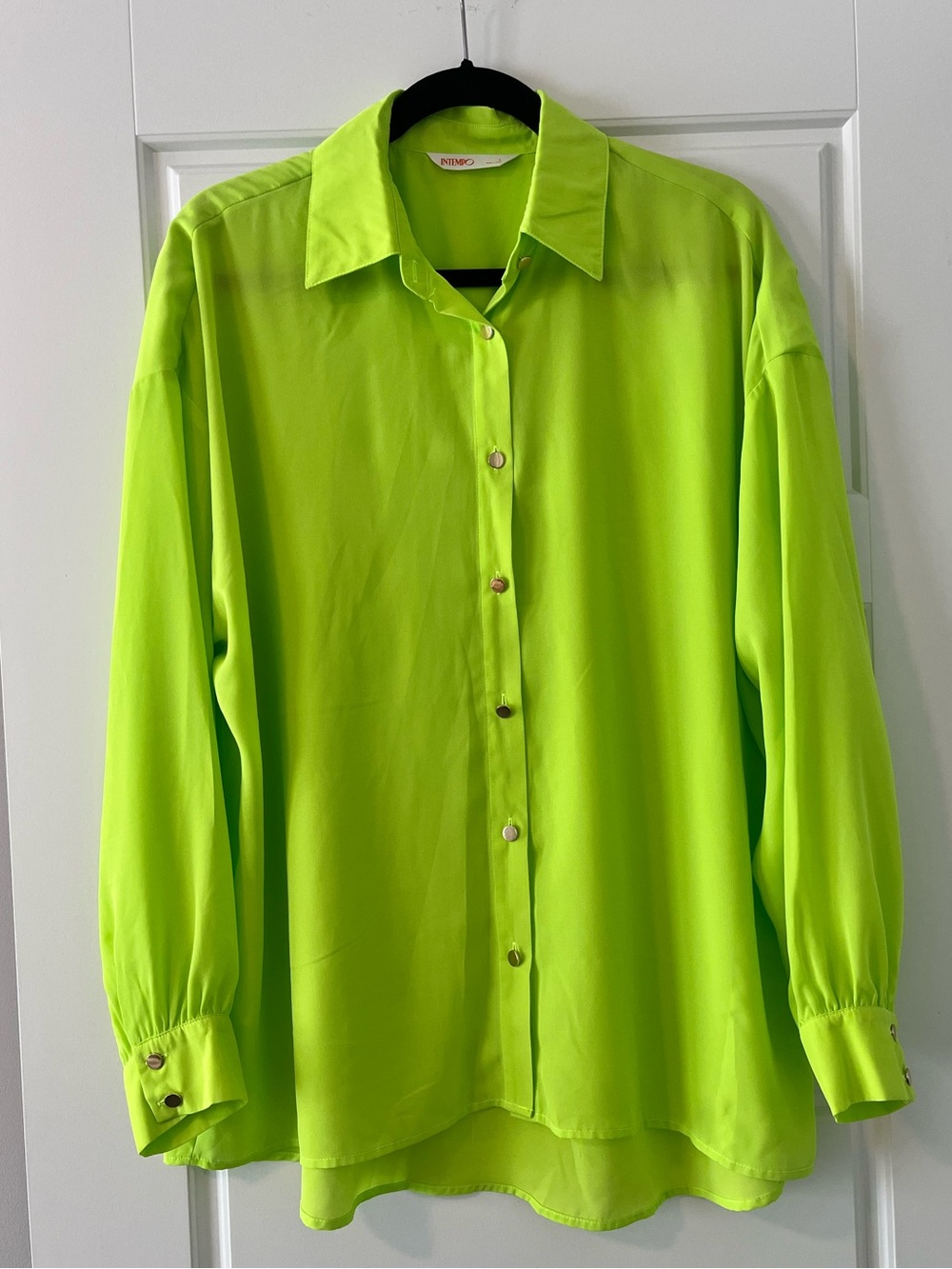 Neon Lime Relaxed Button-Down Shirt